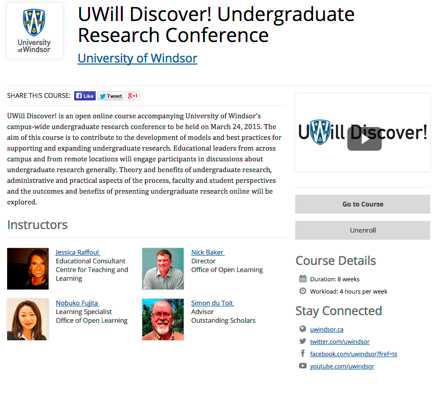 UWill Discover! Undergraduate Research Conference MOOC